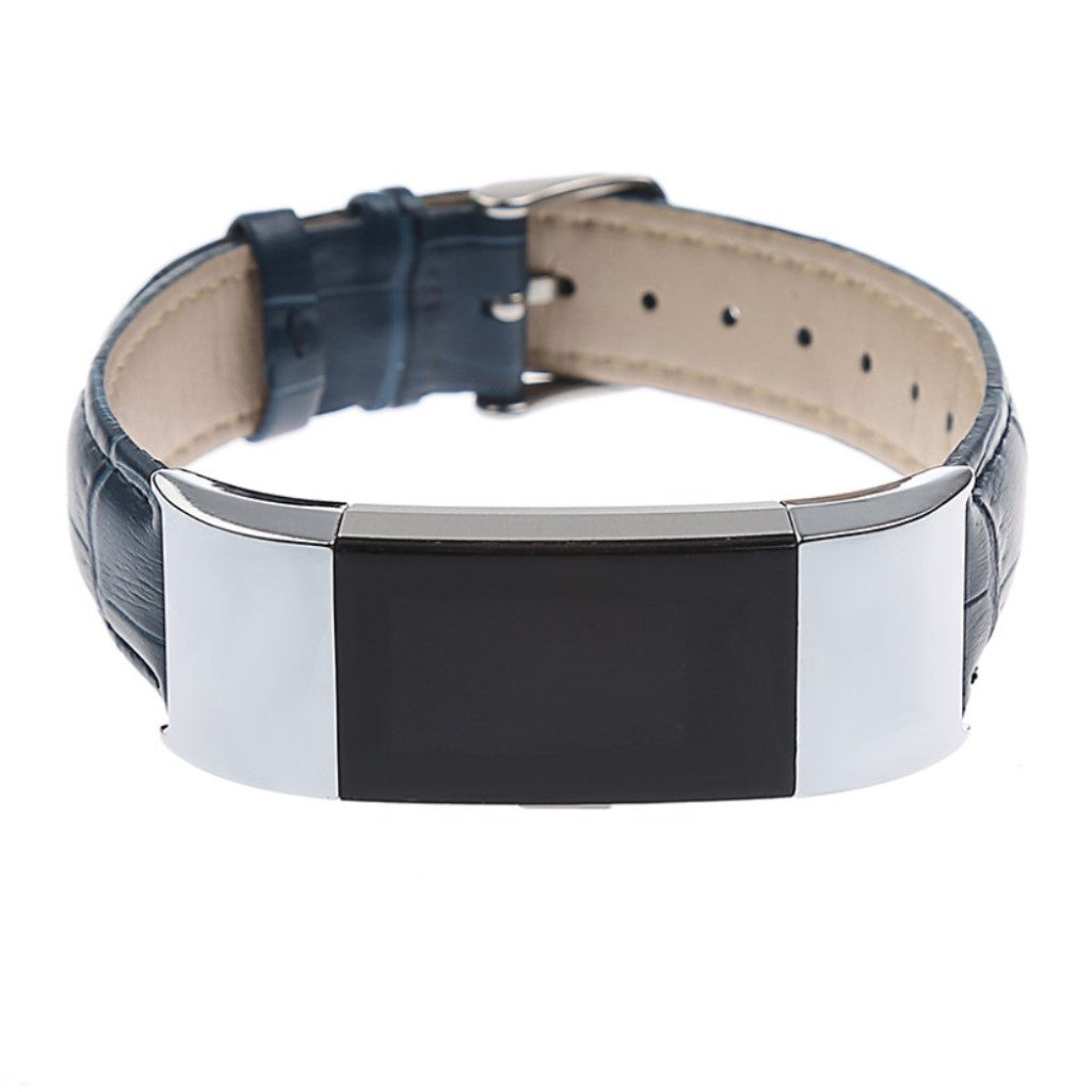 Skøn Fitbit Charge 2 Ægte læder Rem - Blå#serie_4