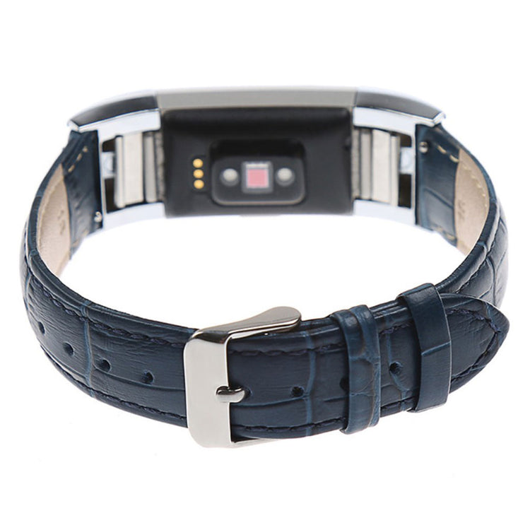 Skøn Fitbit Charge 2 Ægte læder Rem - Blå#serie_4