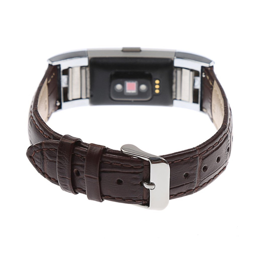Skøn Fitbit Charge 2 Ægte læder Rem - Brun#serie_5