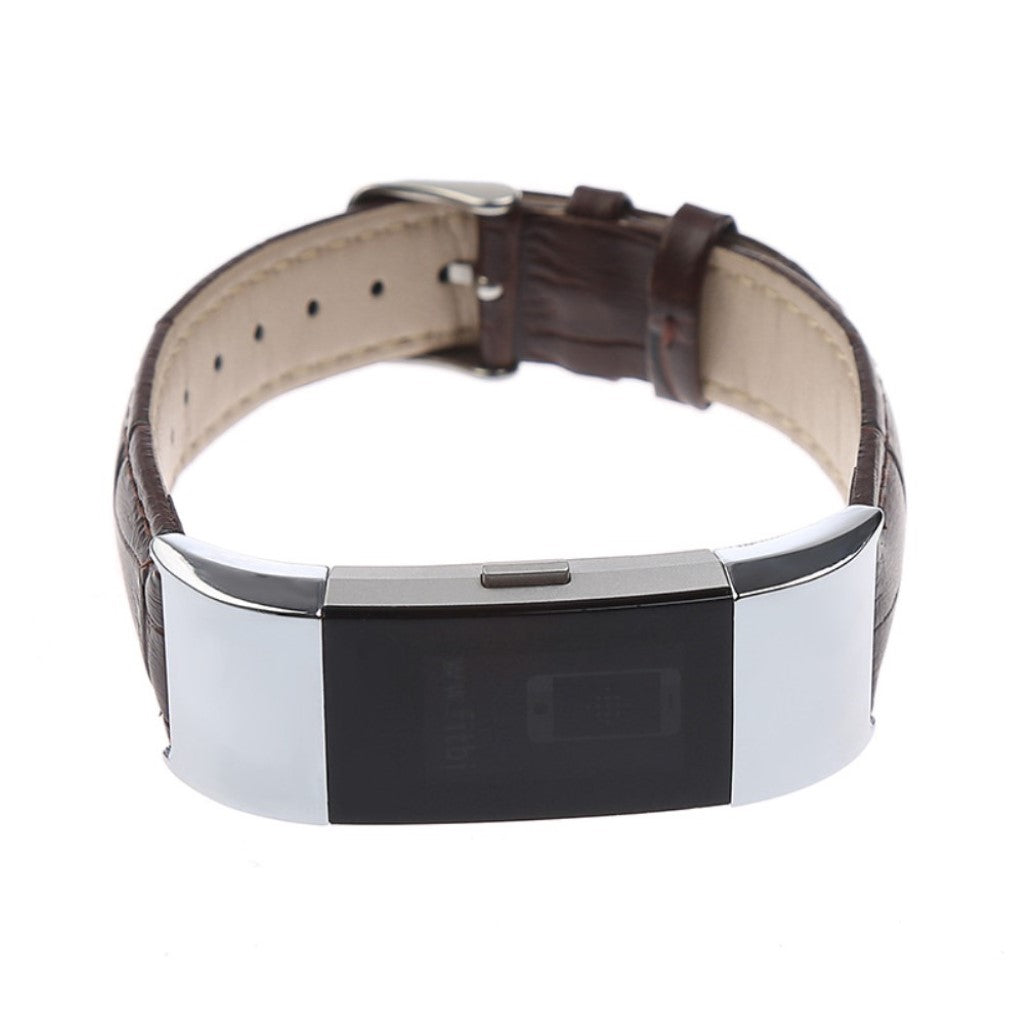 Skøn Fitbit Charge 2 Ægte læder Rem - Brun#serie_5