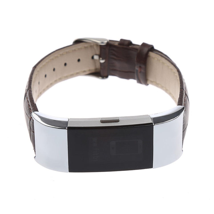 Skøn Fitbit Charge 2 Ægte læder Rem - Brun#serie_5