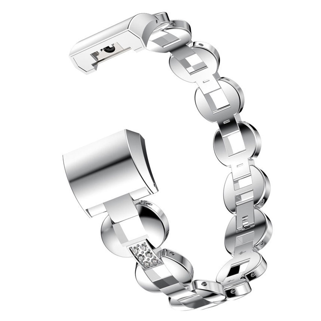 Flot Fitbit Charge 2 Metal og Rhinsten Rem - Sølv#serie_073