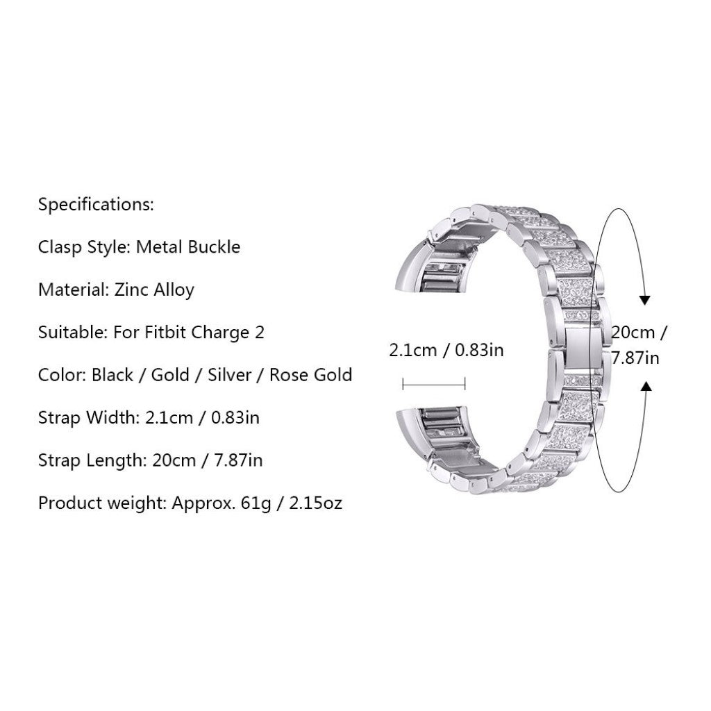 Meget flot Fitbit Charge 2 Metal Rem - Sølv#serie_2