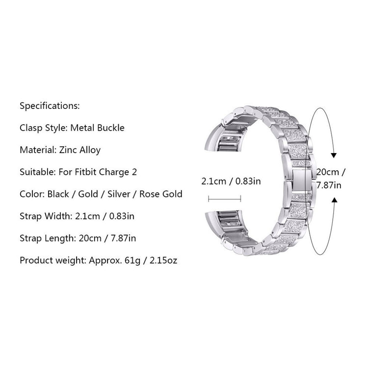 Meget flot Fitbit Charge 2 Metal Rem - Sølv#serie_2