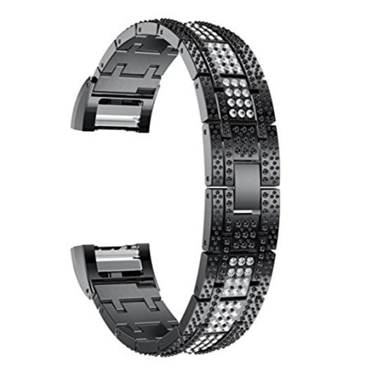 Super smuk Fitbit Charge 2 Metal og Rhinsten Rem - Sort#serie_1