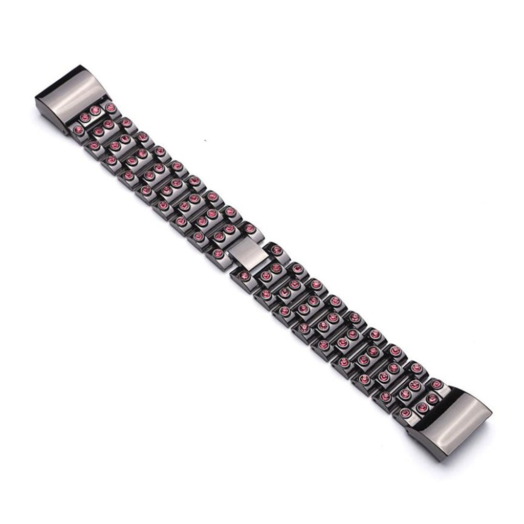 Rigtigt godt Fitbit Charge 2 Metal og Rhinsten Rem - Sort#serie_1