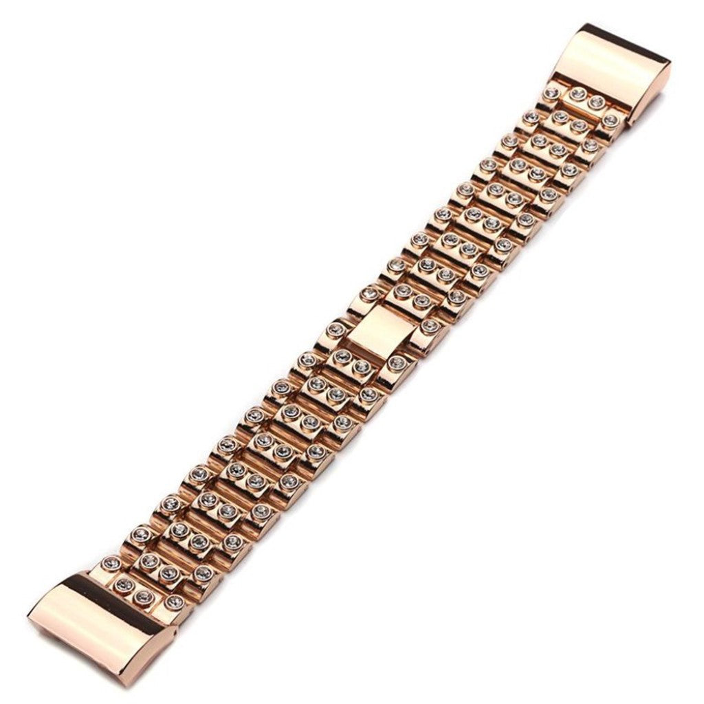 Rigtigt godt Fitbit Charge 2 Metal og Rhinsten Rem - Pink#serie_2