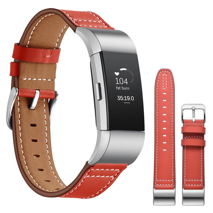 Mega cool Fitbit Charge 2 Ægte læder Rem - Rød#serie_2
