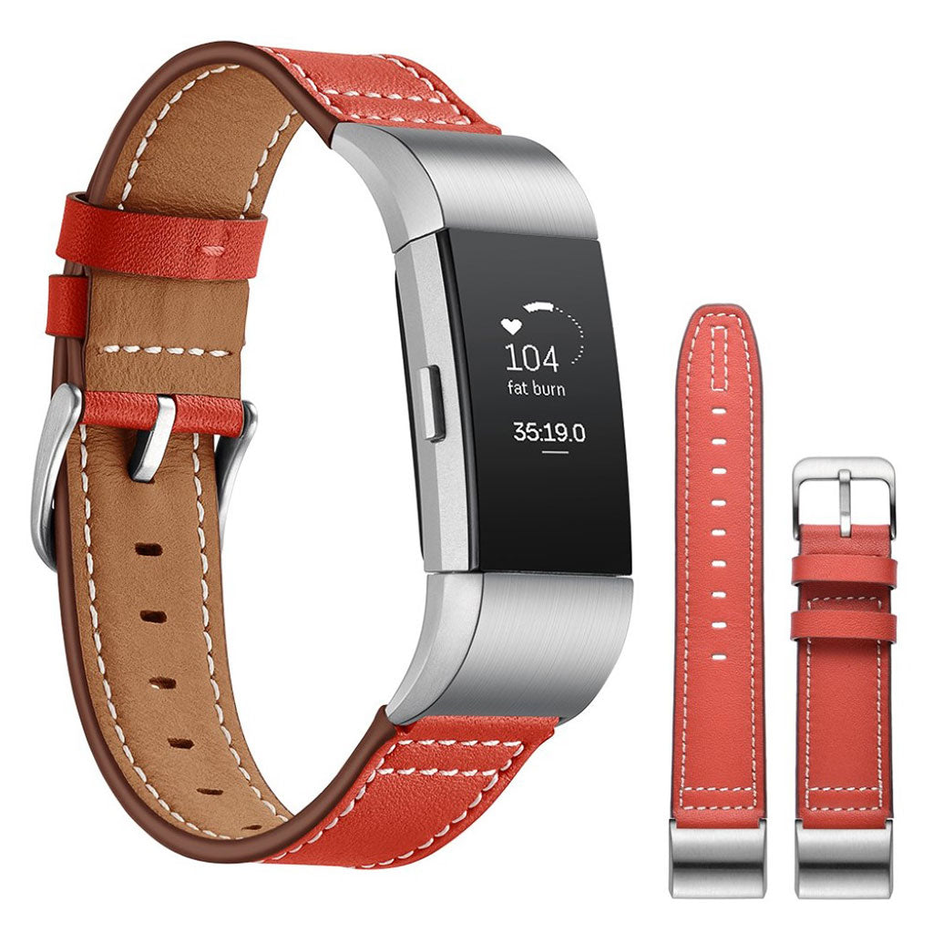 Mega cool Fitbit Charge 2 Ægte læder Rem - Rød#serie_2