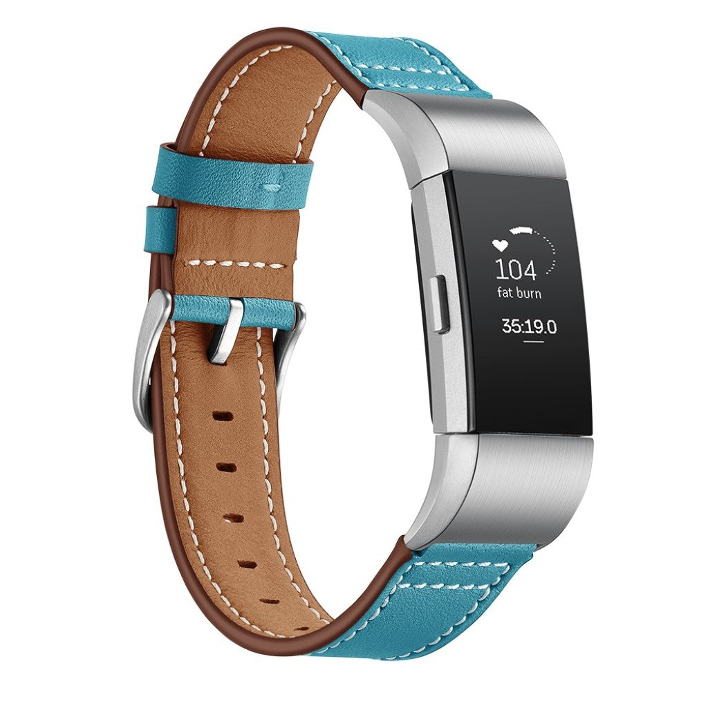 Mega cool Fitbit Charge 2 Ægte læder Rem - Blå#serie_3