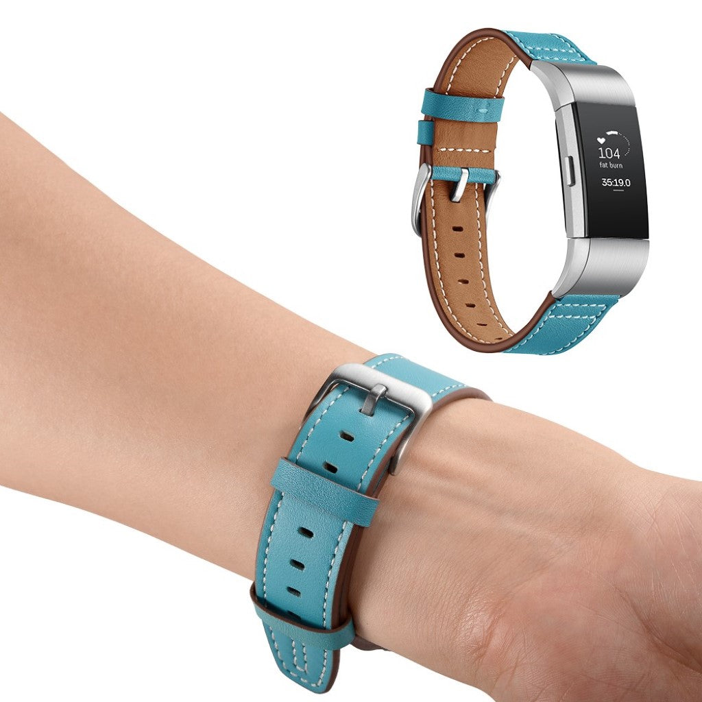Mega cool Fitbit Charge 2 Ægte læder Rem - Blå#serie_3