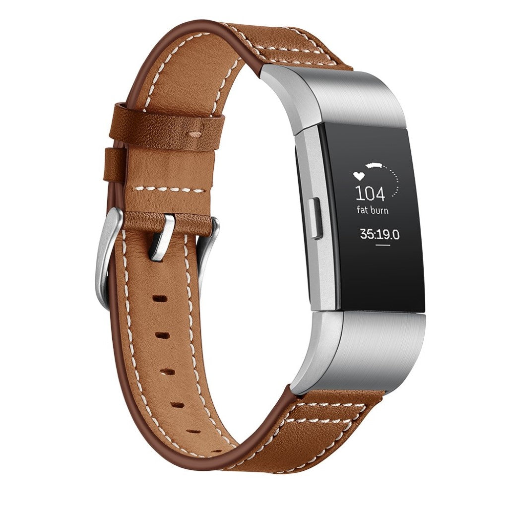 Mega cool Fitbit Charge 2 Ægte læder Rem - Brun#serie_4