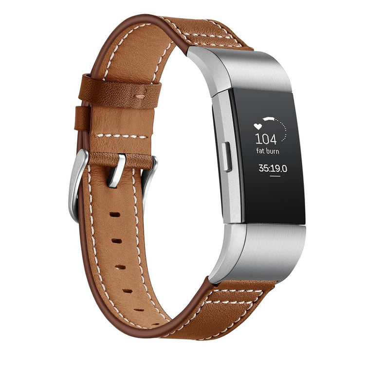 Mega cool Fitbit Charge 2 Ægte læder Rem - Brun#serie_4