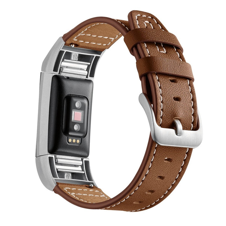 Mega cool Fitbit Charge 2 Ægte læder Rem - Brun#serie_4