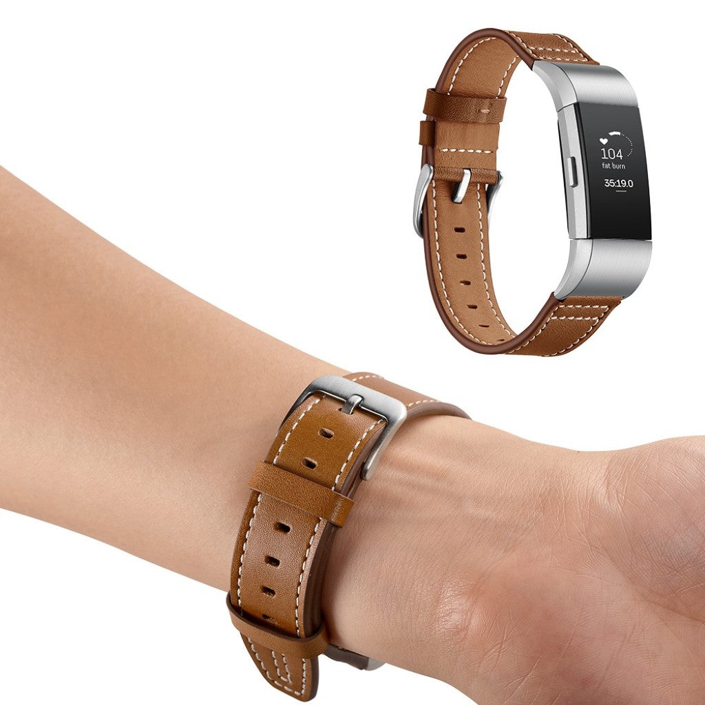 Mega cool Fitbit Charge 2 Ægte læder Rem - Brun#serie_4