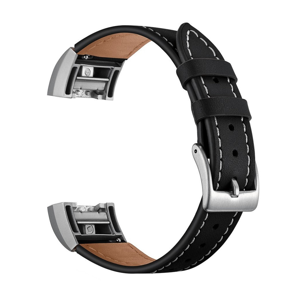 Helt vildt fint Fitbit Charge 2 Ægte læder Rem - Sort#serie_1