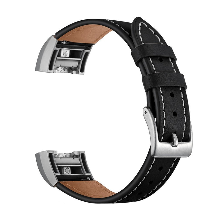 Helt vildt fint Fitbit Charge 2 Ægte læder Rem - Sort#serie_1