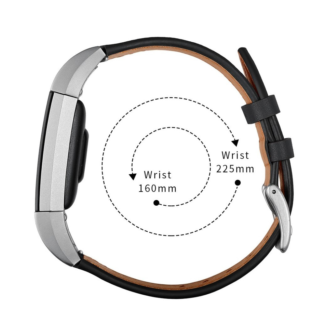 Helt vildt fint Fitbit Charge 2 Ægte læder Rem - Sort#serie_1
