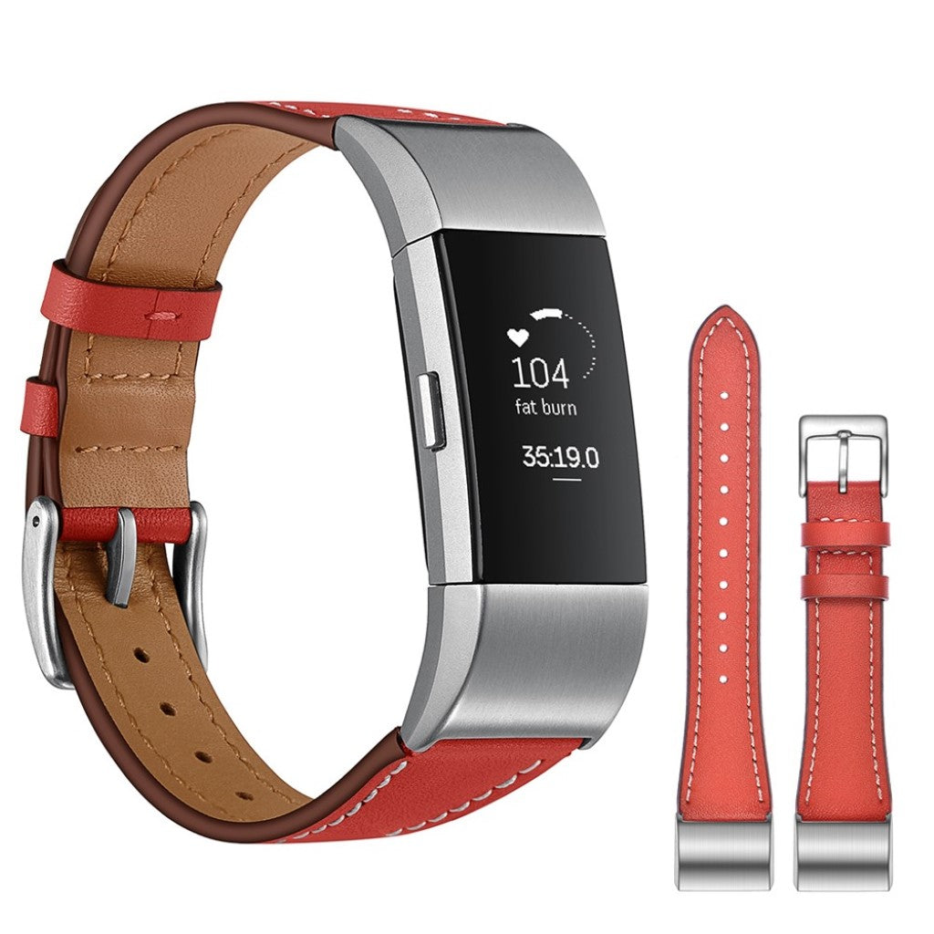 Helt vildt fint Fitbit Charge 2 Ægte læder Rem - Rød#serie_2