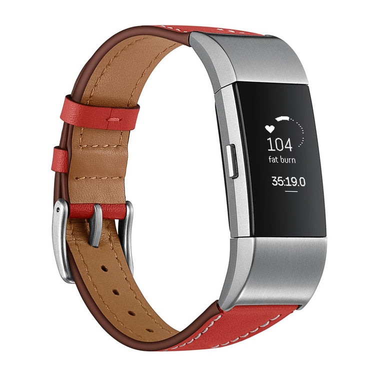 Helt vildt fint Fitbit Charge 2 Ægte læder Rem - Rød#serie_2