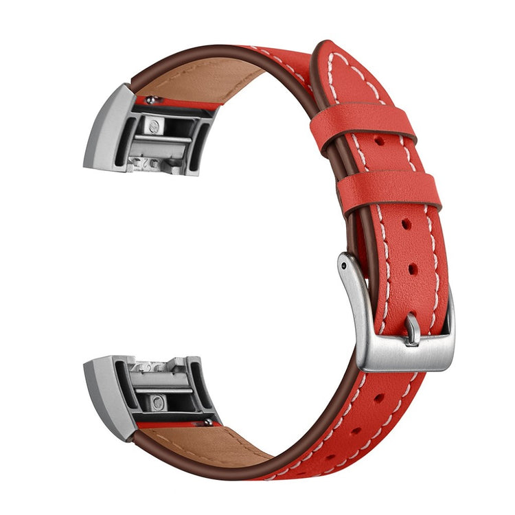 Helt vildt fint Fitbit Charge 2 Ægte læder Rem - Rød#serie_2