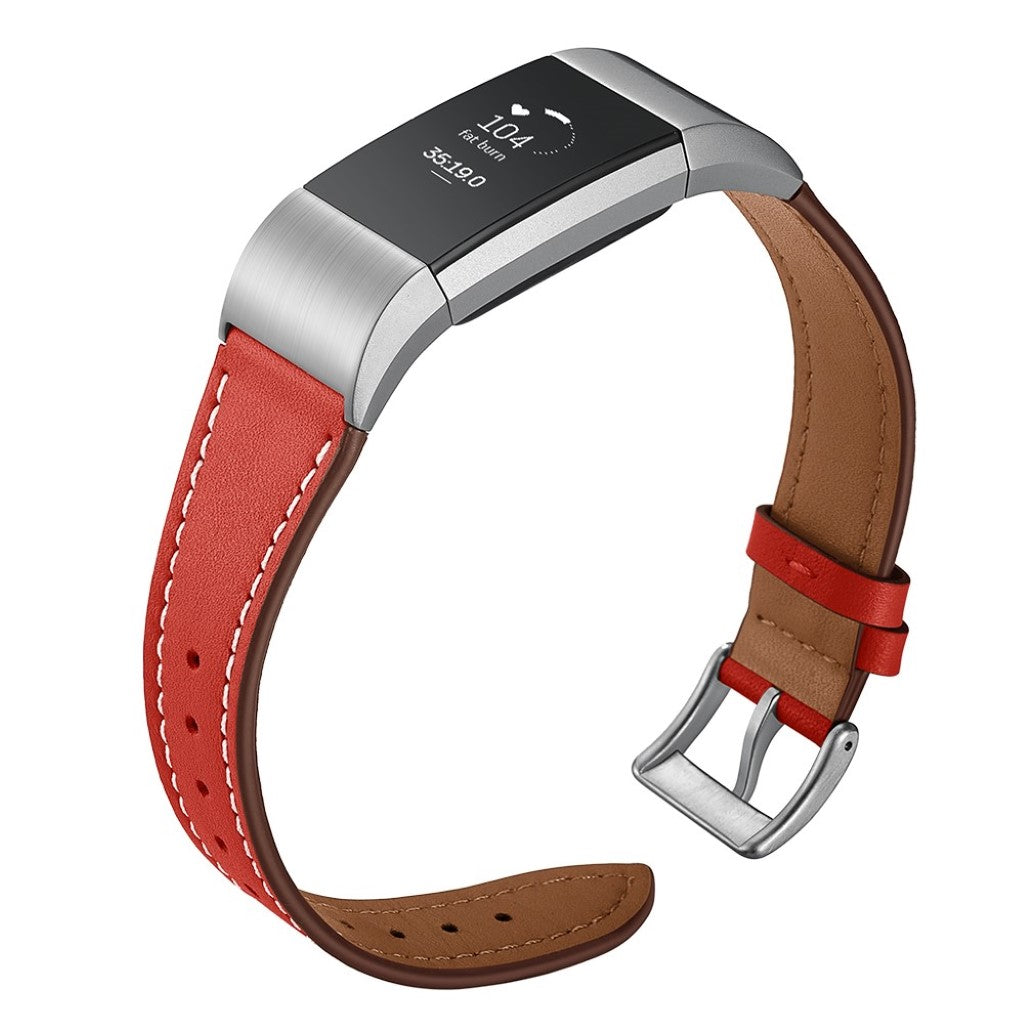 Helt vildt fint Fitbit Charge 2 Ægte læder Rem - Rød#serie_2