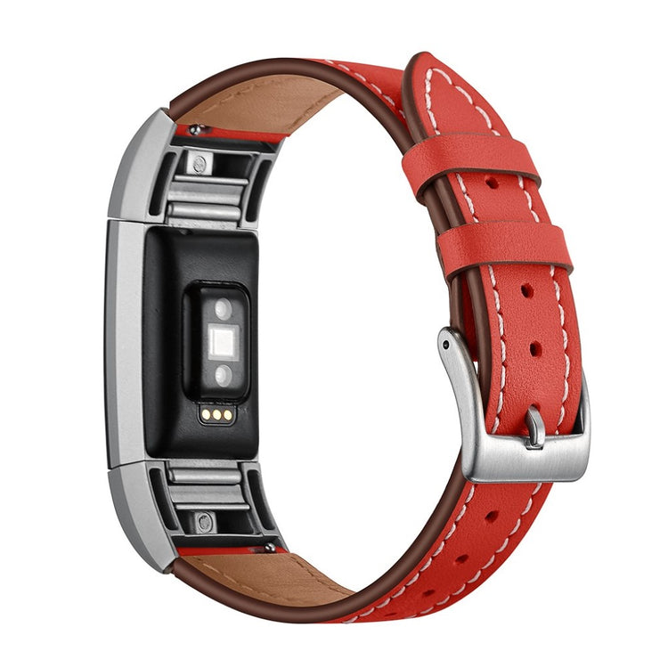 Helt vildt fint Fitbit Charge 2 Ægte læder Rem - Rød#serie_2