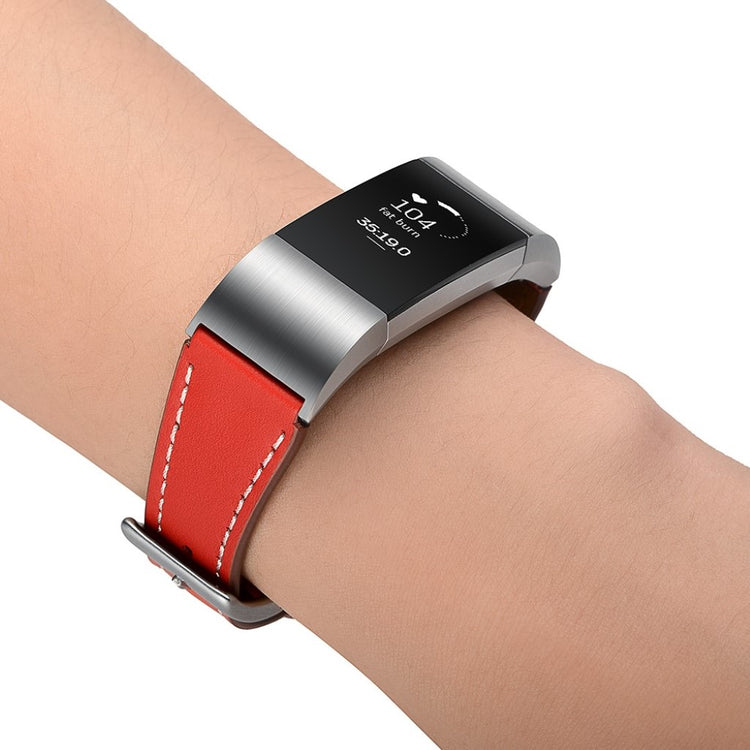 Helt vildt fint Fitbit Charge 2 Ægte læder Rem - Rød#serie_2