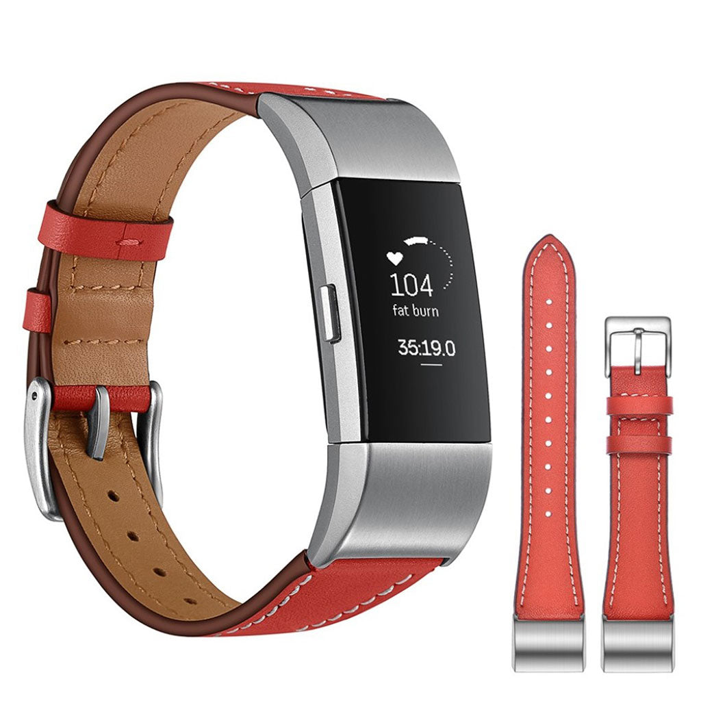 Helt vildt fint Fitbit Charge 2 Ægte læder Rem - Rød#serie_2