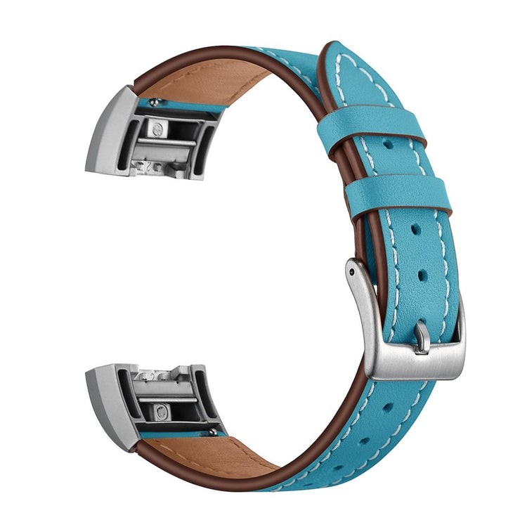 Helt vildt fint Fitbit Charge 2 Ægte læder Rem - Blå#serie_3