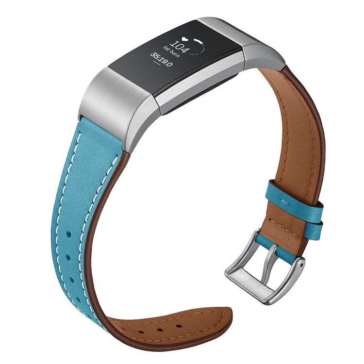Helt vildt fint Fitbit Charge 2 Ægte læder Rem - Blå#serie_3