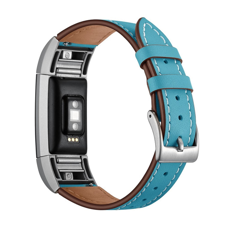Helt vildt fint Fitbit Charge 2 Ægte læder Rem - Blå#serie_3