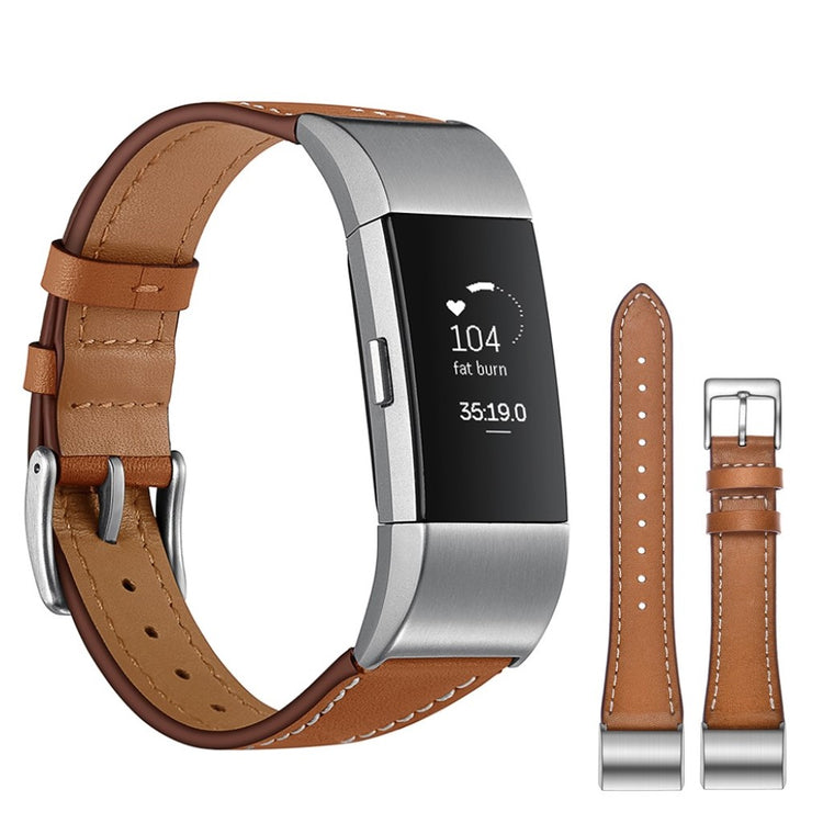 Helt vildt fint Fitbit Charge 2 Ægte læder Rem - Brun#serie_4