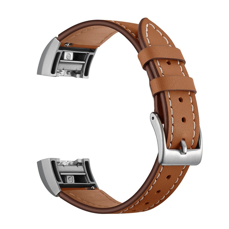 Helt vildt fint Fitbit Charge 2 Ægte læder Rem - Brun#serie_4