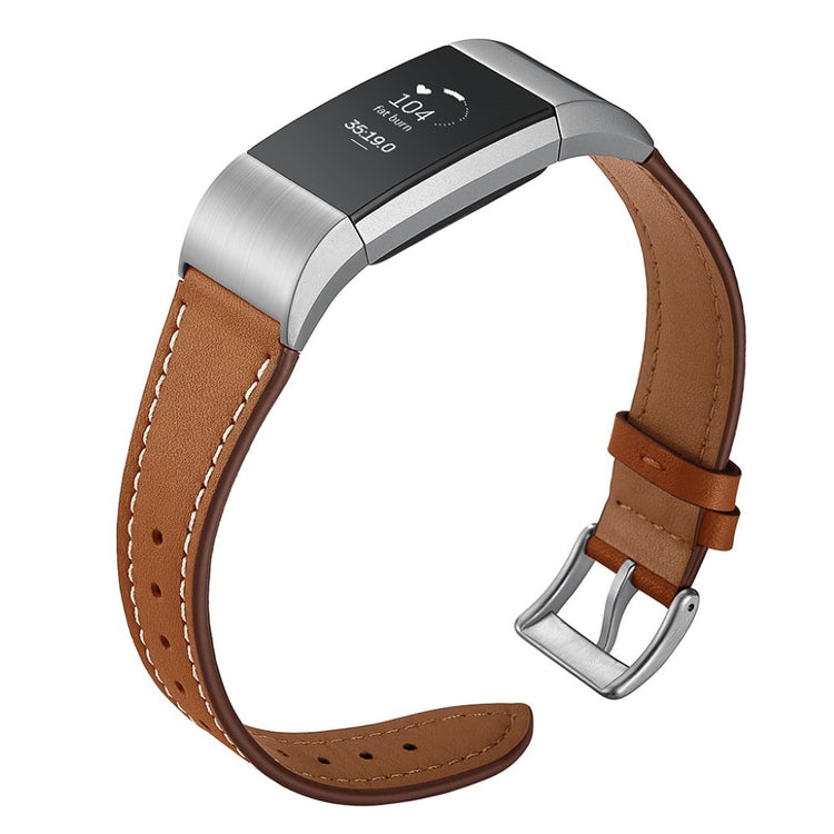 Helt vildt fint Fitbit Charge 2 Ægte læder Rem - Brun#serie_4