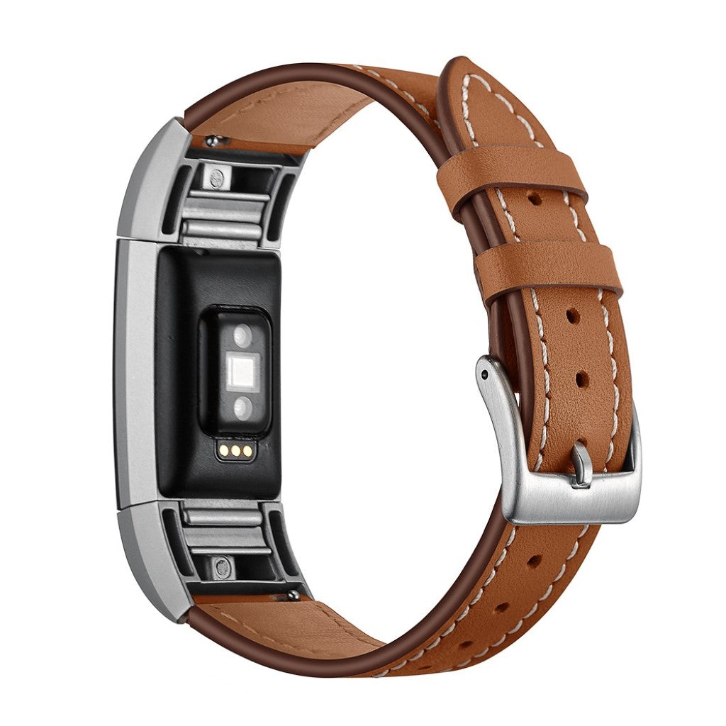 Helt vildt fint Fitbit Charge 2 Ægte læder Rem - Brun#serie_4