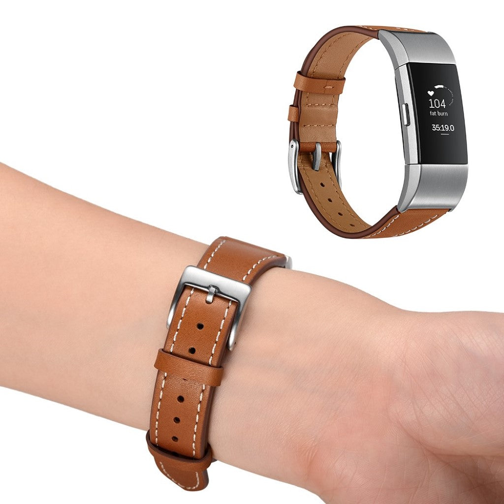 Helt vildt fint Fitbit Charge 2 Ægte læder Rem - Brun#serie_4