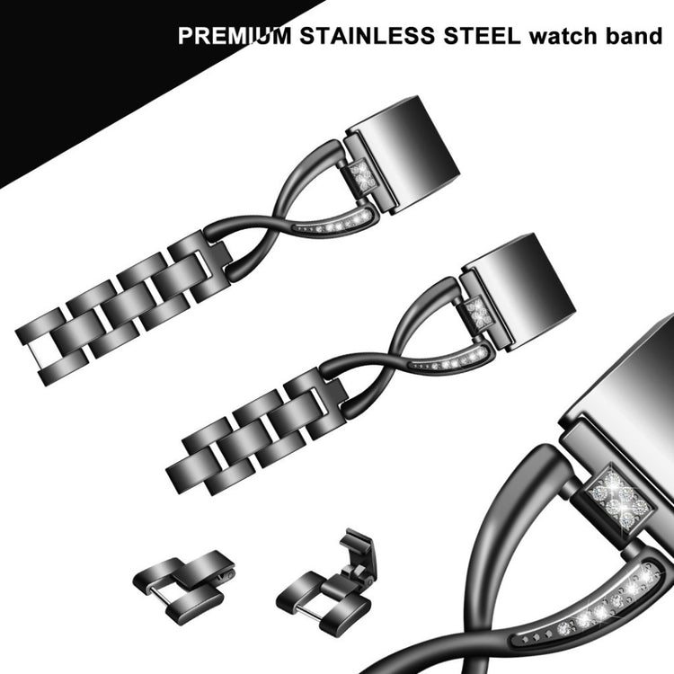 Mega fint Fitbit Charge 2 Metal og Rhinsten Rem - Sort#serie_2