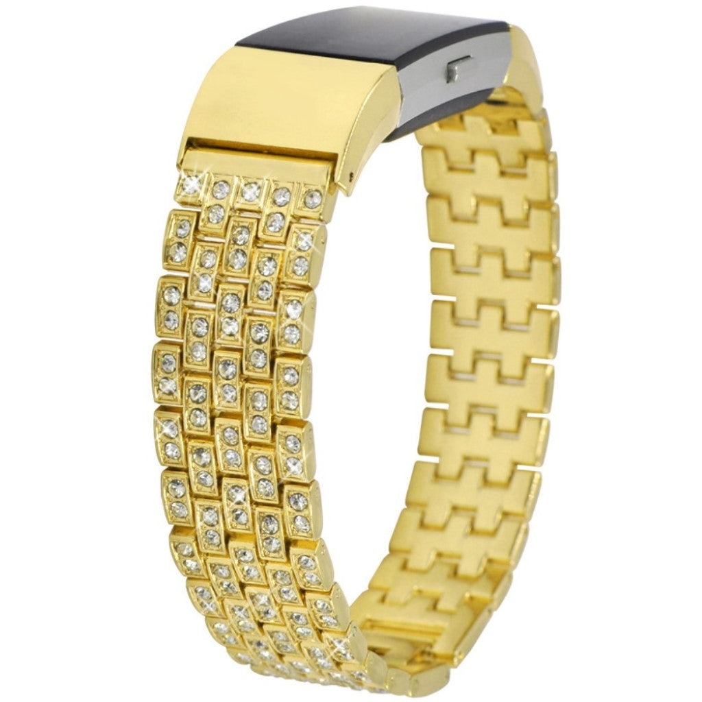 Rigtigt pænt Fitbit Charge 2 Metal og Rhinsten Rem - Guld#serie_4