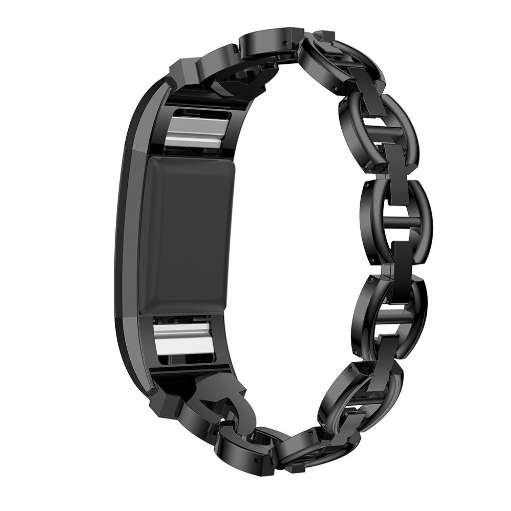Fint Fitbit Charge 2 Metal og Rhinsten Rem - Sort#serie_1