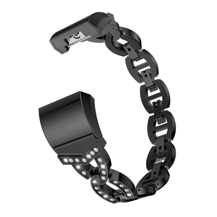 Fint Fitbit Charge 2 Metal og Rhinsten Rem - Sort#serie_1