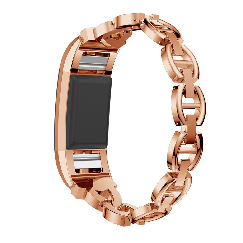 Fint Fitbit Charge 2 Metal og Rhinsten Rem - Pink#serie_3