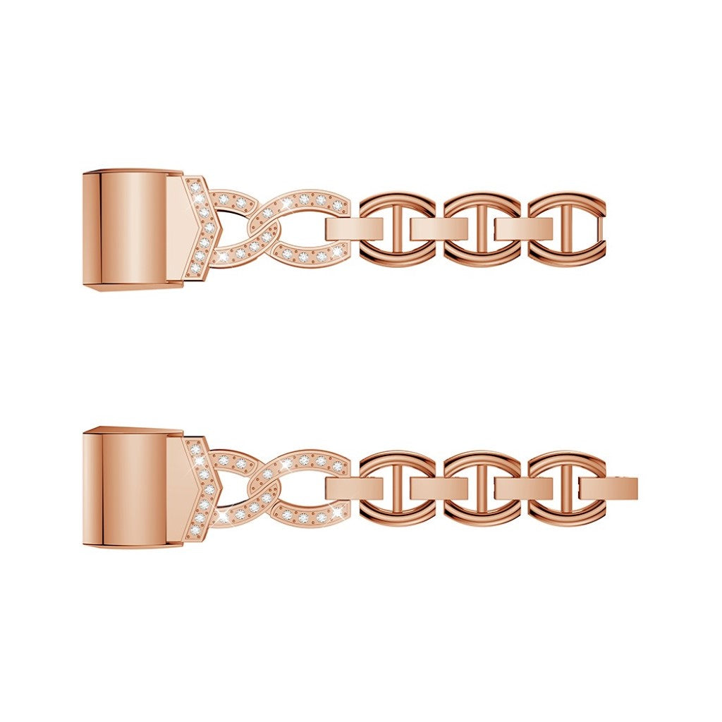 Fint Fitbit Charge 2 Metal og Rhinsten Rem - Pink#serie_3
