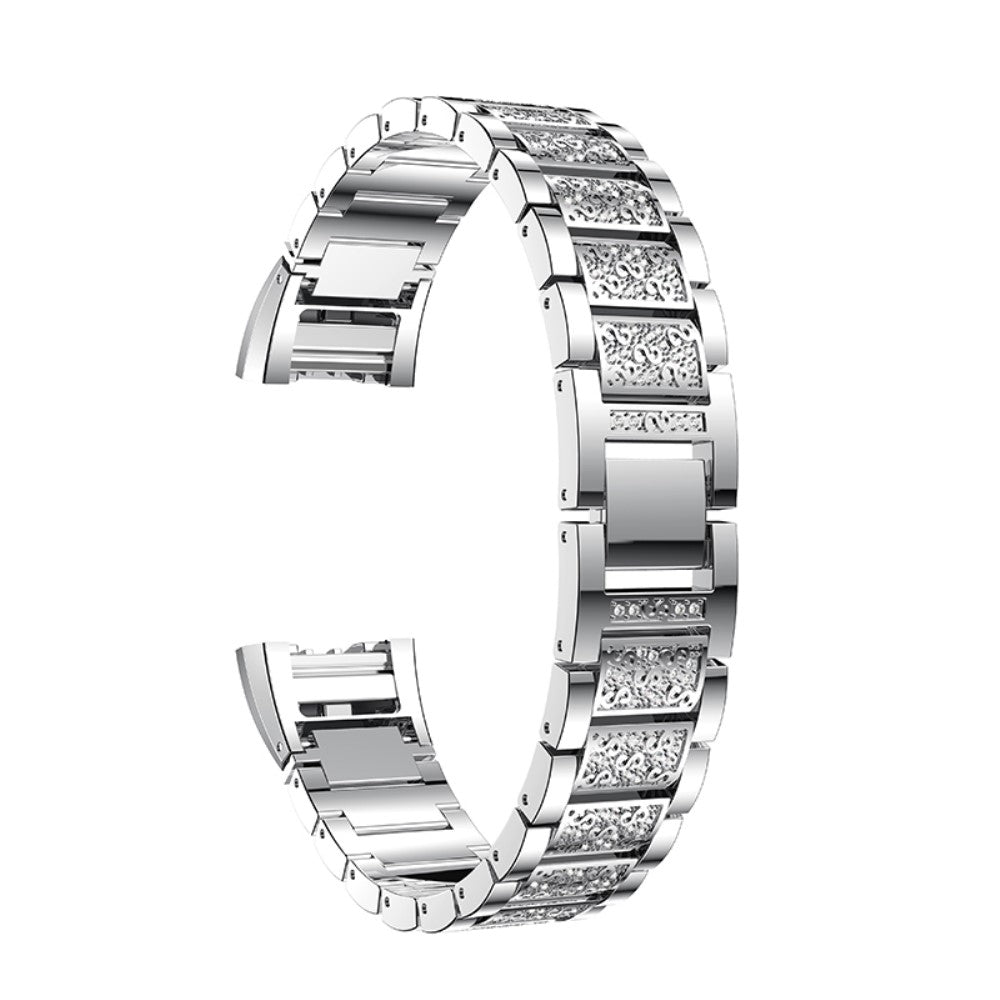 Glimrende Fitbit Charge 2 Metal og Rhinsten Rem - Sølv#serie_4