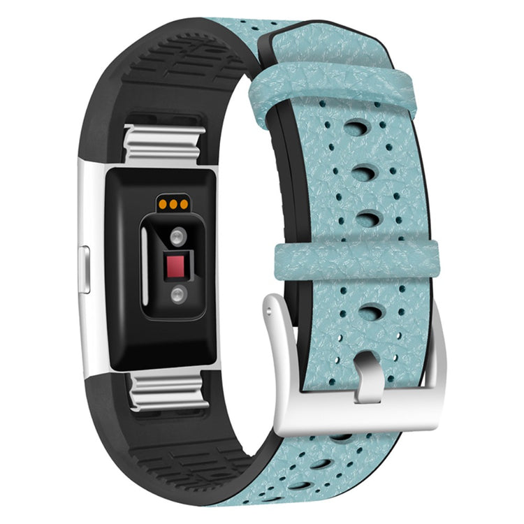 Vildt kønt Fitbit Charge 2 Ægte læder Rem - Blå#serie_3