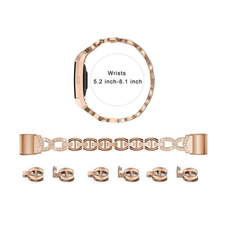 Vildt hårdfør Fitbit Charge 2 Metal og Rhinsten Rem - Pink#serie_1