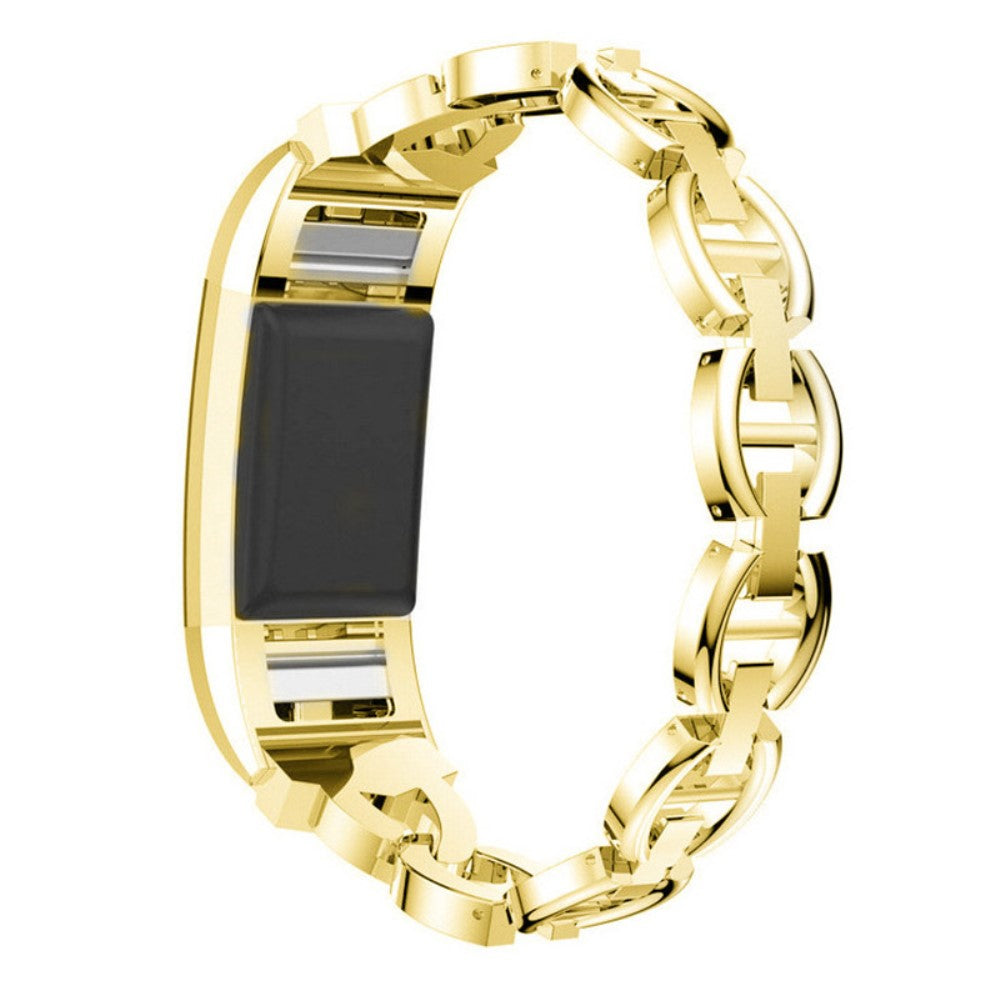Vildt hårdfør Fitbit Charge 2 Metal og Rhinsten Rem - Guld#serie_4