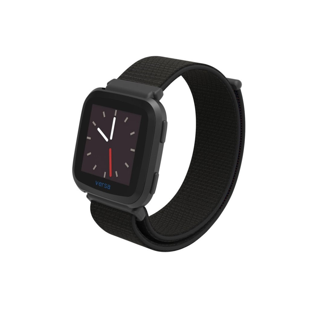 Super hårdfør Fitbit Versa Nylon Rem - Sort#serie_10