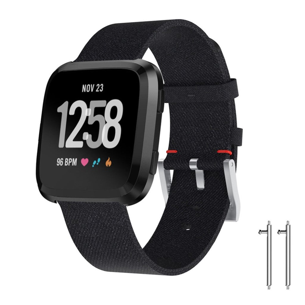 Komfortabel Fitbit Versa Nylon Rem - Sort#serie_4