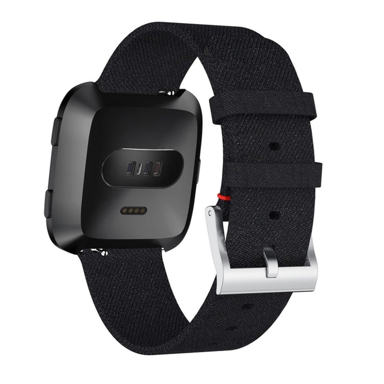 Komfortabel Fitbit Versa Nylon Rem - Sort#serie_4